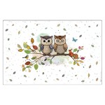 Set de table couple de chouettes sur une branche