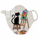 Repose-sachet de th� chat peintre en m�lamine