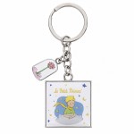 Porte-cl�s Le Petit Prince avec rose sous cloche et charm
