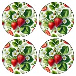 Set de 4 dessous-de-verre ronds Fraises gourmandes �