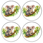 Set de 4 dessous-de-verre ronds Koala eucalyptus