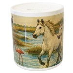 Tirelire Camargue chevaux en c�ramique � 9,5 cm