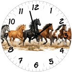 Horloge murale chevaux en verre 29 cm