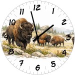 Horloge murale bisons en verre 29 cm