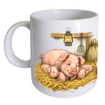 Mug en c�ramique � cochon dans l'�table