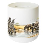 Tirelire les z�bres et gnous en c�ramique 9,5 cm Cbkr�ation