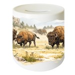 Tirelire les bisons en c�ramique 9,5 cm Cbkr�ation