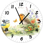 Horloge murale en verre oiseaux et jardin 29 cm