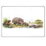Planche � d�couper en verre Hippopotames 28,5 � 20 cm