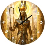 Horloge murale �gypte antique Amon-R� en verre � 29 cm