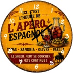 Horloge murale en verre 29 cm L'heure de l'ap�ro espagnol