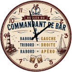 Horloge murale en verre 29 cm R�gles du commandant de bar