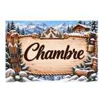 Plaque m�tal Chambre � d�coration montagne chalet et ski