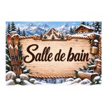 Plaque m�tal Salle de bain � d�co montagne chalet et ski