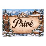 Plaque m�tal Priv� � d�coration montagne chalet et ski