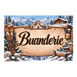 Plaque m�tal Buanderie � d�co montagne chalet et ski