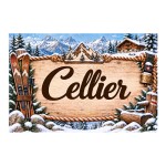 Plaque m�tal Cellier � d�coration montagne chalet et ski