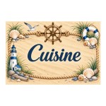 Plaque Cuisine marine bord de mer en aluminium 20 � 15 cm