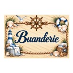 Plaque m�tal Buanderie � d�coration marine 20 � 15 cm