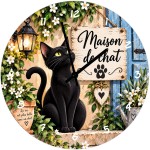 Horloge chat noir en verre 29 cm � Maison de chat