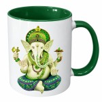 Mug Ganesh int�rieur vert en c�ramique 350 ml