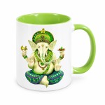 Mug Ganesh int�rieur vert clair en c�ramique 350 ml
