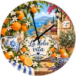Horloge murale La dolce vita oranges Provence en verre 29 cm