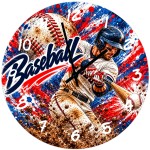 Horloge murale en verre baseball 29 cm � sport am�ricain