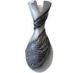 Vase artisanal drap de tissus gris paillet 39 cm