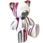 Statue en cramique Ourson blanc coulures rose et argent