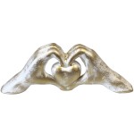 Mains en coeur en cramique Blanc patin or