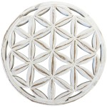 Dcoration Murale Fleur de Vie en Bois Blanc Patin  19,5 cm