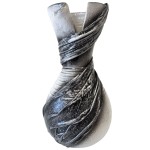 Vase artisanal drap de tissus blanc et gris paillet 20 cm