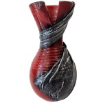 Vase artisanal drap de tissu gris  Rouge effet craquel 20 cm