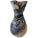 Vase artisanal drap de tissu gris  Beige  20 cm