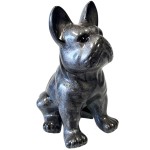 Statue en cramique Bouledogue Franais assis gris
