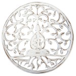 Dcoration Murale Arbre de Vie avec Bouddha en Bois Blanc Patin
