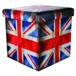 Pouf bo�te de rangement Union Jack en simili cuir 37 cm