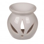 Petit Brleur Aromatique en Cramique Blanche + Galet de Cire