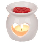 Br�le-Parfum C�ur en C�ramique Blanche