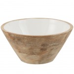 Saladier Beige et Blanc en Bois de Manguier - 24 cm