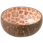 Bol dco en noix de coco avec mosaque coquillage rose