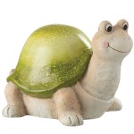 Figurine Tortue de Jardin en Polyrsine Beige et Carapace Verte