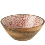 Saladier en Bois de Manguier avec Intrieur Curs Rose
