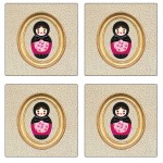 Set de 4 dessous de verres Poupe russe pois by Cbkreation