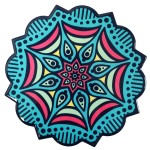 2 dessous de verres Mandala  - Cramique et Lige - Bleu