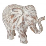 Figurine lphant en rsine aspect bois sculpt et patin 30 cm