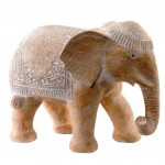 Figurine lphant en rsine aspect bois sculpt et patin