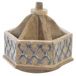 Tourniquet range-crayons en bois et mtal 21 x 19 x 19 cm