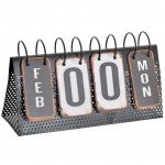 Calendrier perptuel rtro en mtal vieilli noir